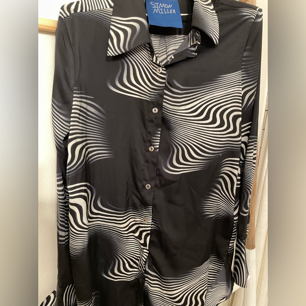 Simon Miller Swirl Black and White Shirt Dress - L